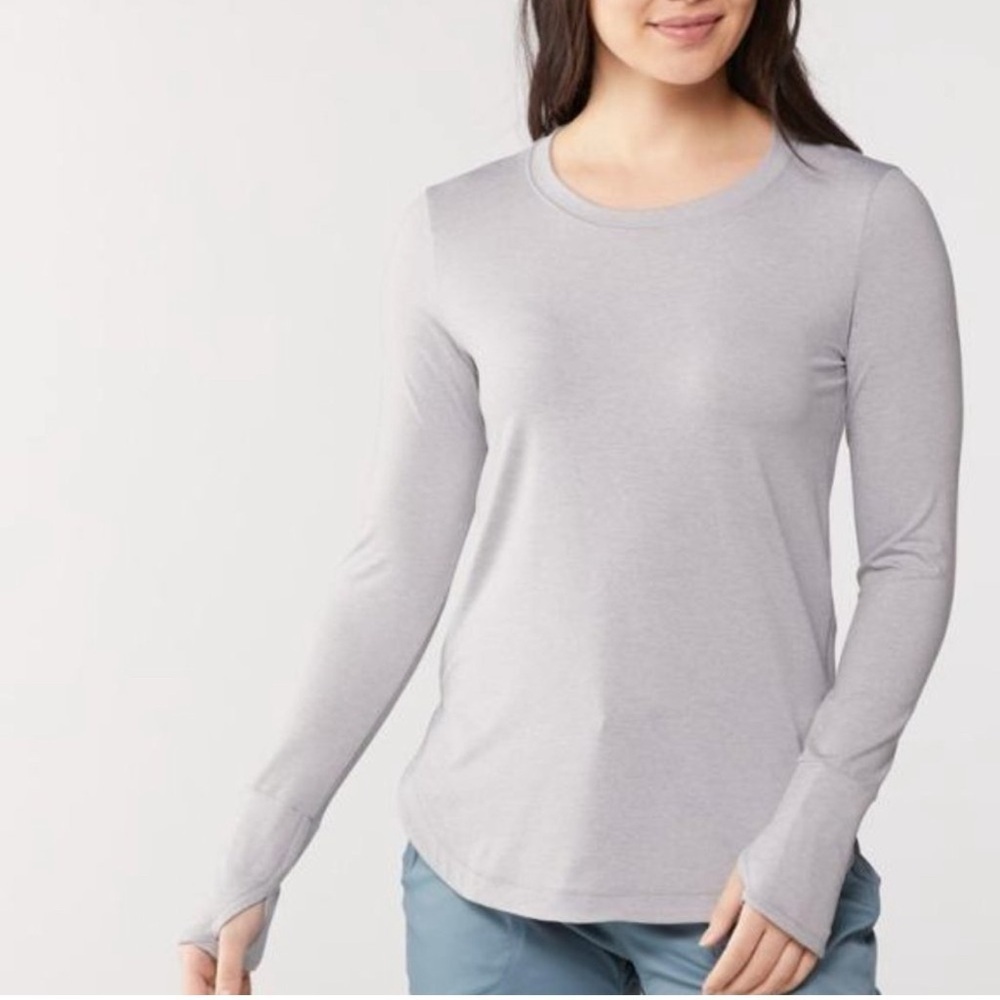 Athleta | Uptempo Long sleeve athletic shirt silver gray great condition Sz Lg